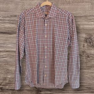 Maurizio Baldassari Navy, Red & White Plaid Cotton Sport Shirt